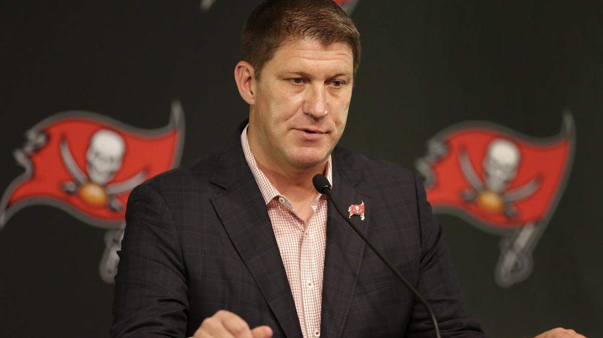 Tampa Bay Buccaneers general manager Jason Licht answers questions during an NFL football news conference, Thursday, Jan. 7, 2016, in Tampa, Fla., the day after the team fired head coach Lovie Smith. Smith was fired Wednesday night after going 6-10 this season, 8-24 overall in two years running a team that has missed the playoffs eight consecutive years. (James Borchuck(/The Tampa Bay Times via AP) TAMPA OUT; CITRUS COUNTY OUT; PORT CHARLOTTE OUT; BROOKSVILLE HERNANDO TODAY OUT; MANDATORY CREDIT