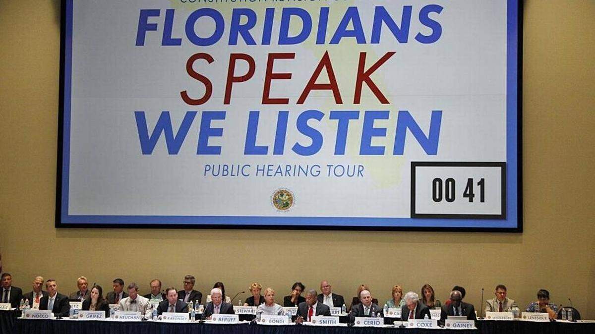 Members of the Constitutional Revision Commission listened to residents during a town hall meeting with Floridians in Miami at Florida International University April 6, 2017.