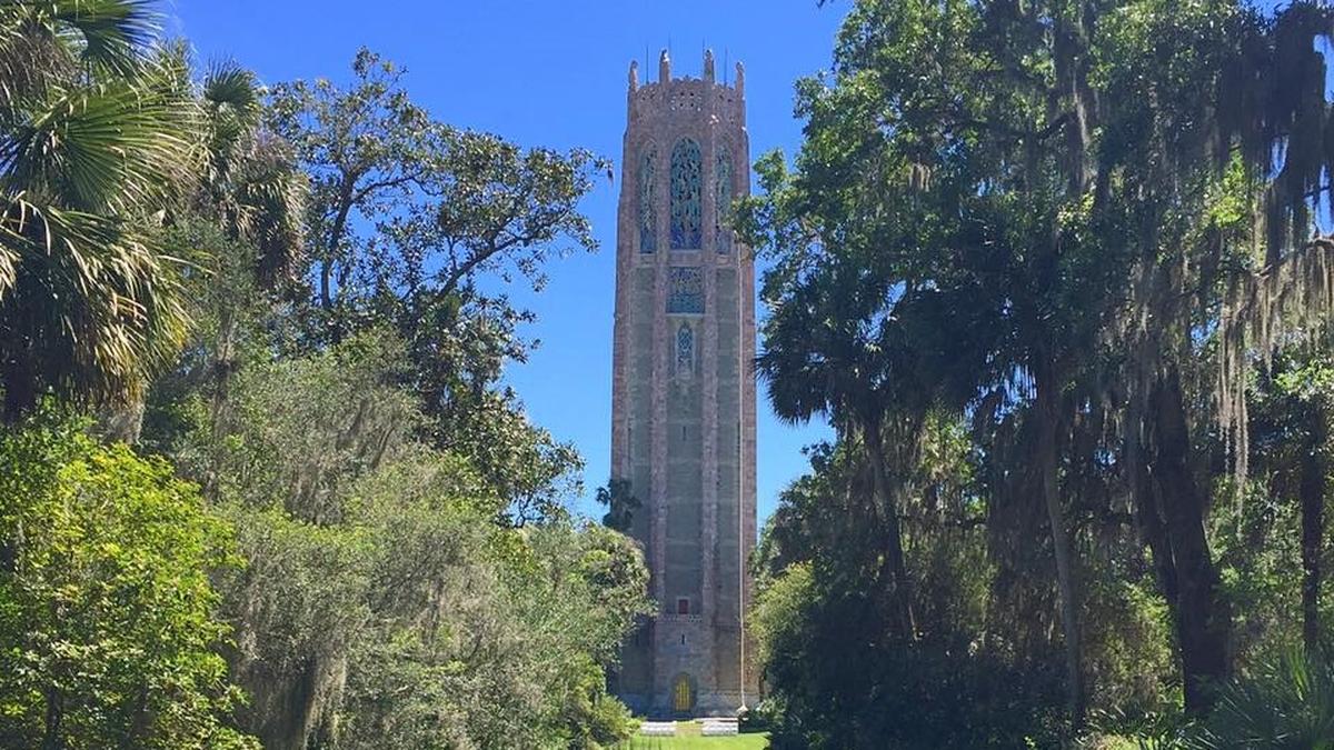 The singing carillon tower at the center of Bok Tower Gardens was constructed from 1927 to 1929.