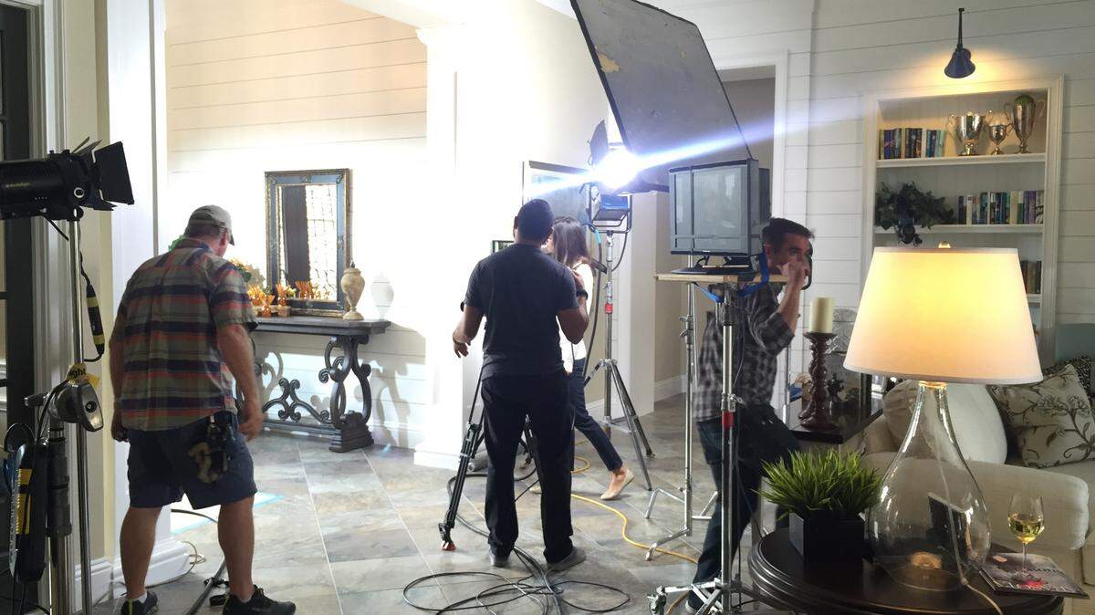 Lights and action: Filming for Home Shopping Network in a model home in The Concession built by Neal Signature Homes put together product footage for programming that appeared on the network this year. PROVIDED