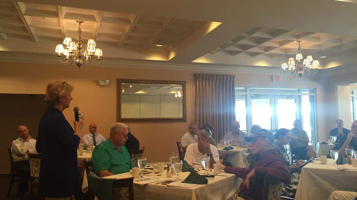 Manatee County Commissioner Vanessa Baugh addresses the District 5 Advisory Council Meeting Wednesday morning at Tara Golf & Country Club. 
 CLAIRE ARONSON/Bradenton Herald