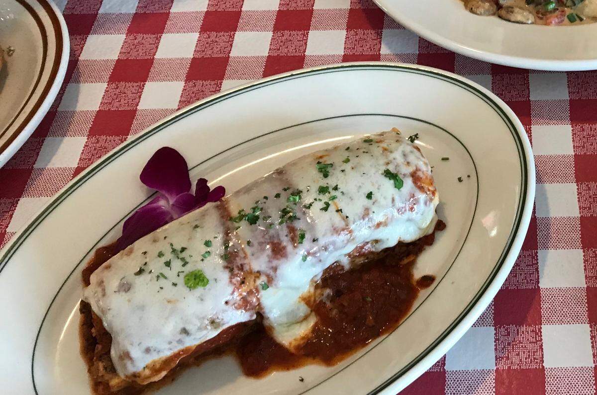 Lasagna is one of the traditional Italian favorites served at the family owned-and-operated Villa Italia Cafe, 2808 10th St. W., Palmetto.
