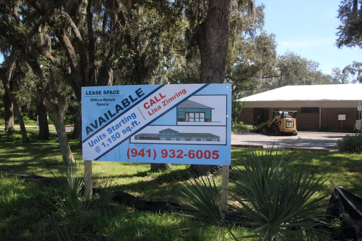 Leasing activity has started for a new retail shopping center under construction on the site of the former Parrish post office building. The center may be completed as soon as late October.