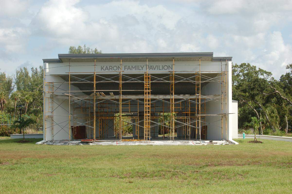 The Karon Family Pavilion was funded privately and serves as a centerpiece to the Town Center Green.