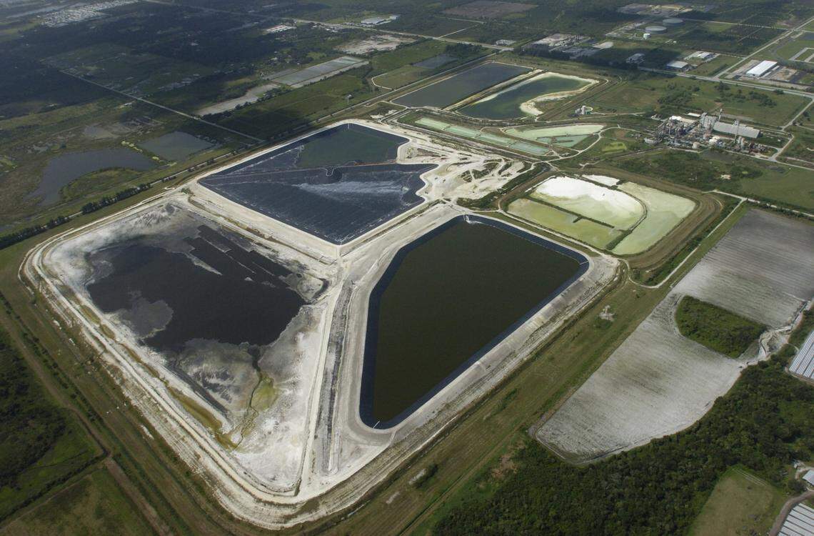 Aerial of Piney Point phosphate plant in northern Manatee County from 2004. Piney Point has been a source of worry since it was abandoned in 2001 by the bankrupt Mulberry Corporation.