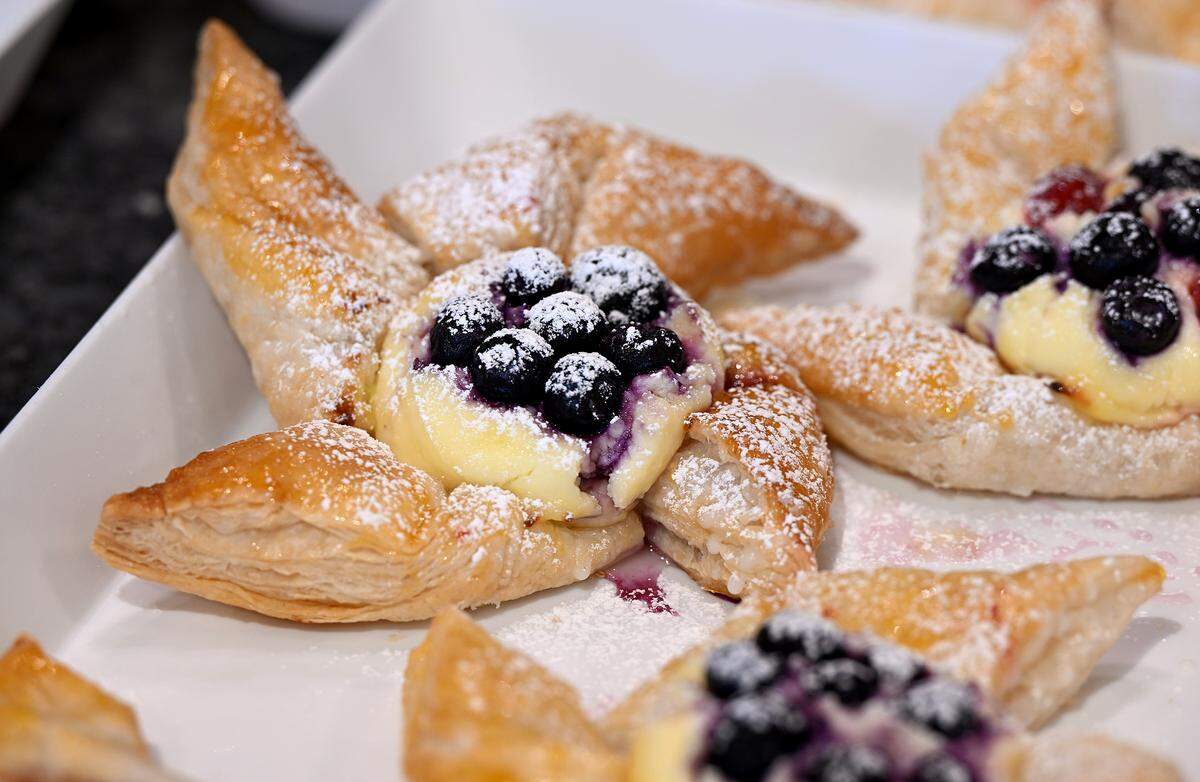 Blueberry Danish pastries at Mama G’s UTC, 8211 Tourist Center Drive on Jan. 6, 2026. The locally owned bakery opened its fifth location in December.