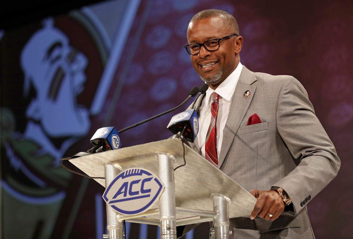 Florida State head coach Willie Taggart answers a question during a news conference at the NCAA Atlantic Coast Conference college football media day in Charlotte, N.C., Thursday, July 19, 2018.
