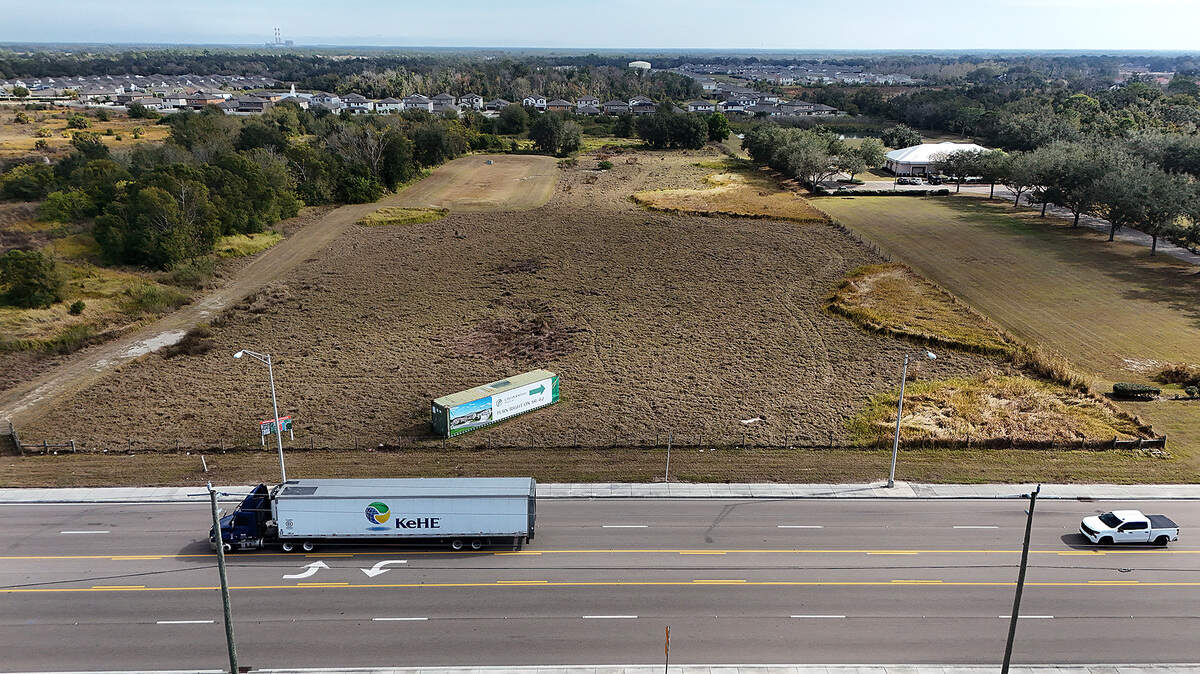 The Parrish Town Center is a potential future commercial plaza off U.S. 301 and State Road 62 in Parrish. A grocery store, coffee shop, fast-food restaurants and retail shops are some of the planned buildings for the nearly 48-acre land shown on Jan. 5, 2026.