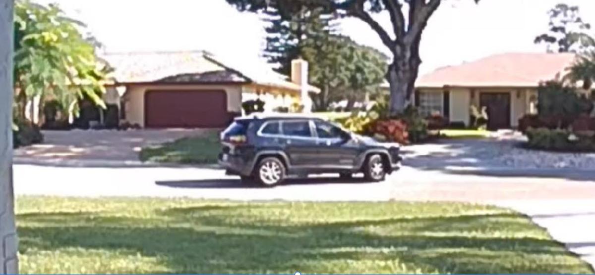Manatee County Sheriff’s Office released this photo of a dark SUV, thought to be a Jeep Liberty, that was used by a suspect in home burglary on Monday, June 21, 2022.