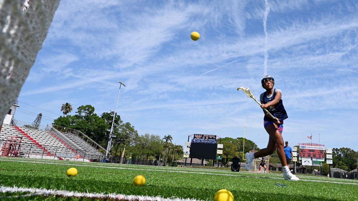 Manatee’s girls lacrosse team during practice at Manatee High’s football stadium on Thursday, April 4, 2024.