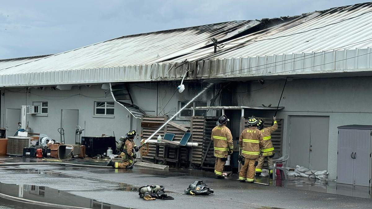 A fire was sparked by a lighting strike Thursday morning in the 5300 block of Gulf Drive at the Holmes Beach Business Center on Anna Maria Island.