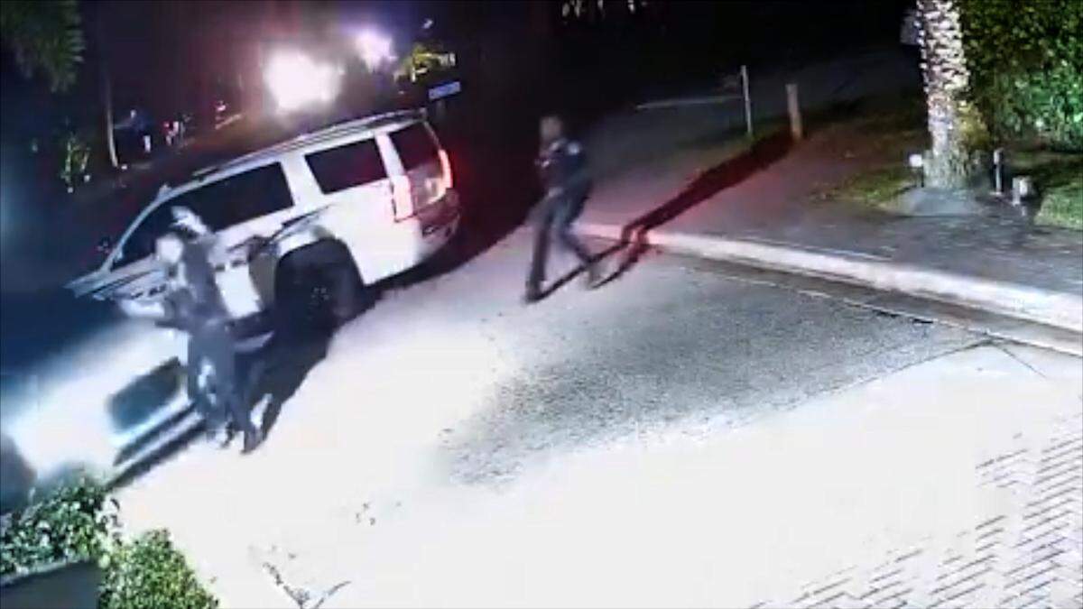 A body camera video released by the Sarasota Police Department shows a Florida police officer being struck by a vehicle burglary suspect on Monday, March 20, 2023. The officer is expected to make a full recovery.