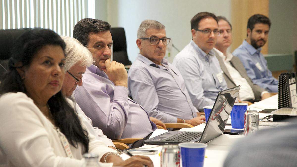 Members of the Spanish business delegation take in presentations from local business leaders during a meet-and-greet session at Port Manatee Wednesday afternoon.