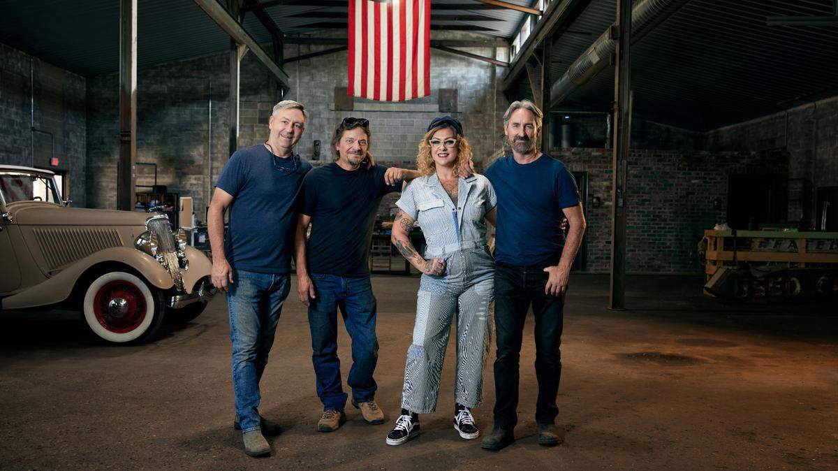The American Pickers TV series plans to be in the Bradenton area in January 2024 to film new episodes and is looking for local collections to pick. Shown above are cast members, from left, Robbie Wolfe, Jon Szalay, also known as Jersey Jon, Danielle Colby and Mike Wolfe.