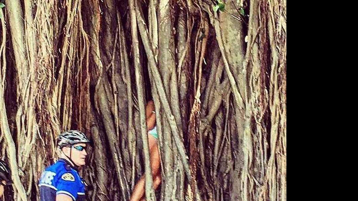A woman trapped in a banyan tree in Key West required rescue by firefighters. Police were also on the scene. KeysInfoNet