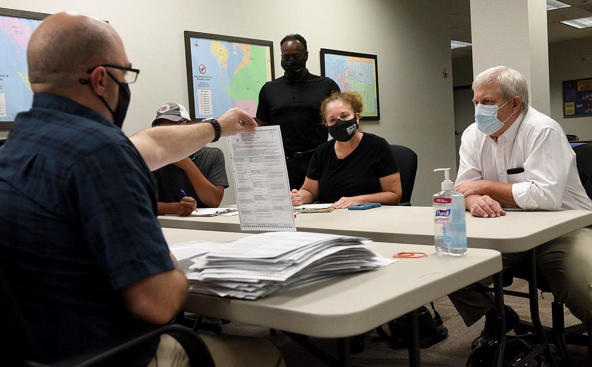 11/23/20--Charles Smith, after a 2,000 vote loss to Mayor Shirley Groover Bryant on Election Day for Palmetto mayor, reviews votes at the Supervisor of Elections office.