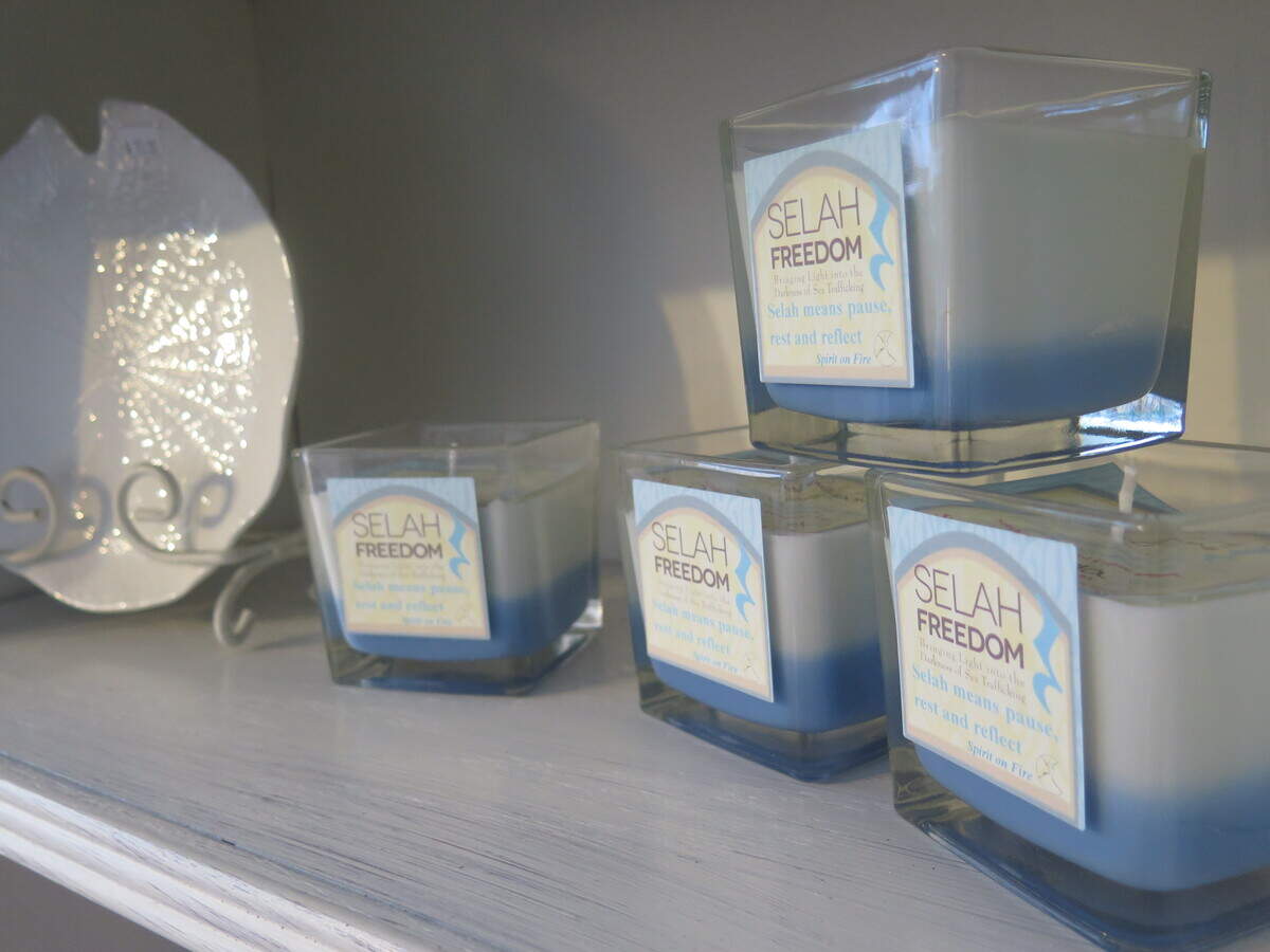 These candles are another example of items created by sex trafficking survivors. A storekeeper said these candles pay for three meals for a child that has been the victim of sex trafficking.