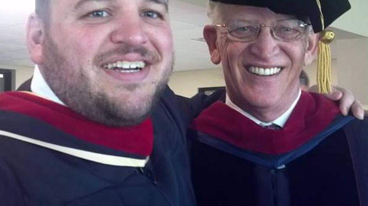 Roser Community Church's new associate Pastor Neil Crowell with former professor and new boss, Pastor Bob O'Keefe, on Crowell's Facebook page. Crowell will begin his new duties Jan. 4. PROVIDED PHOTO