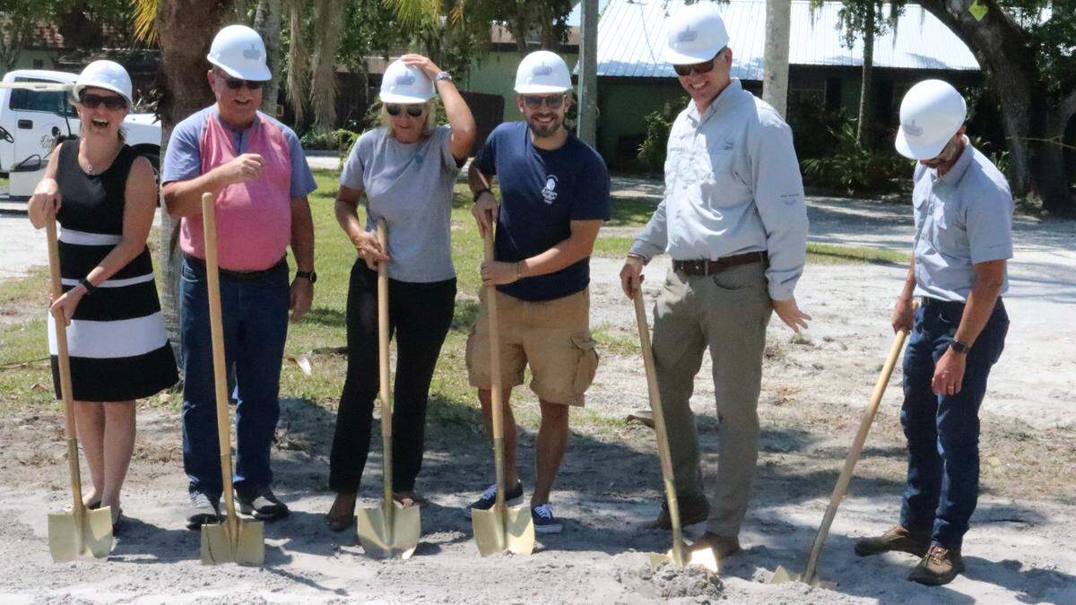 44/15/2021--The Linger Lodge Restaurant will remain closed until early 2022 while the RV Resort is renovated and expanded. Company officials and constructor representatives held a groundbreaking on Thursday.