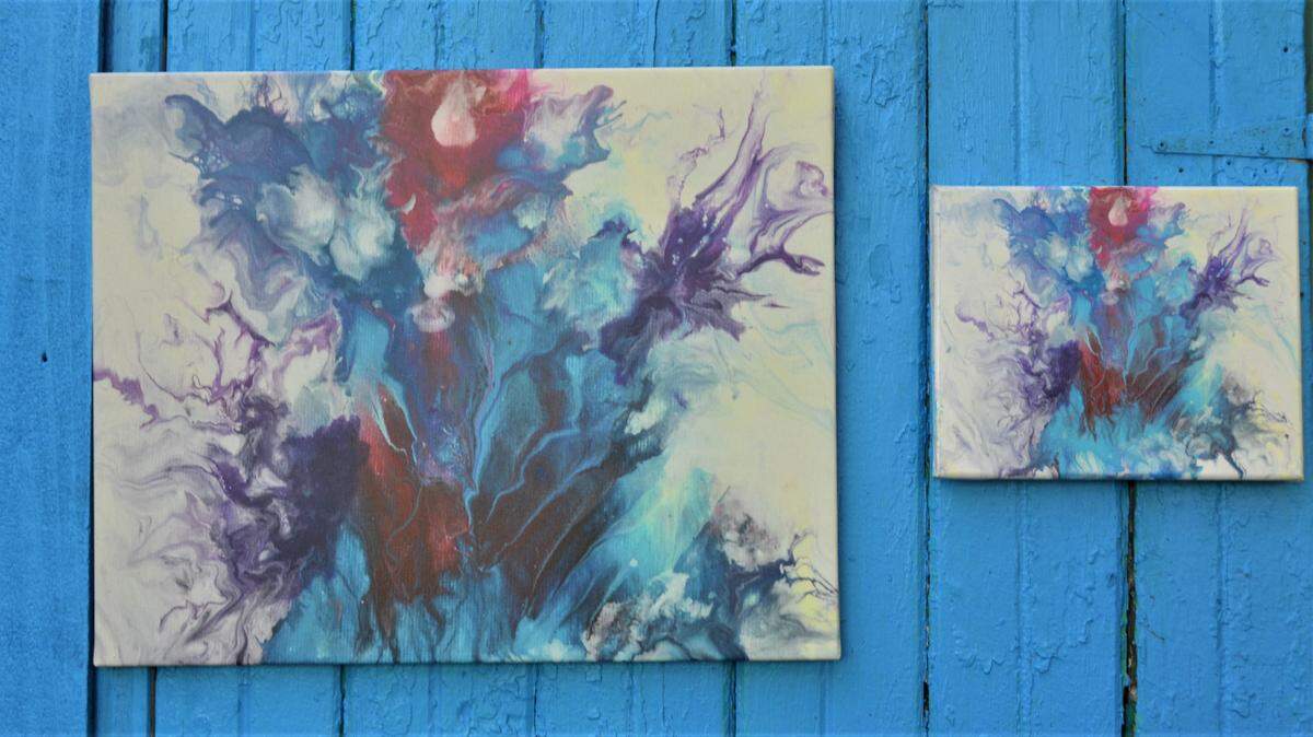 A Giclée reproduction (left) alongside an original work (right) of Cheryl Miller’s.