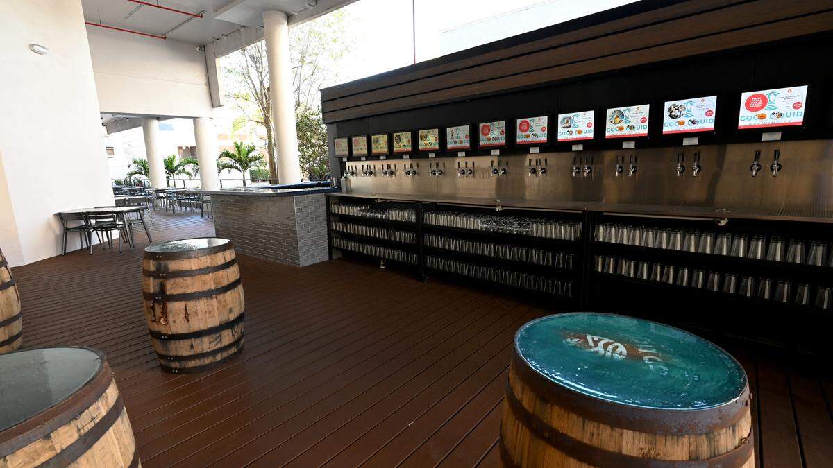 The self-serve beer wall at Good Liquid Brewing Co. in downtown Bradenton, pictured March 12, 2025, was a first for the local craft brewery.