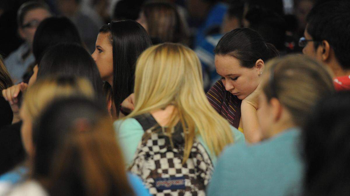Lincoln Middle School eighth-graders listen to cardiologist Dr. Naveen Acharya talk about the dangers of intravenous drug use and its effect on the heart in this 2013 file photograph. Manatee County school officials say drug education has improved in the past five years, but hard county data shows it isn't working. Drug use among middle and high school students has increased in nearly every instance between 2010 and 2014.File Photo-GRANT JEFFERIES/Bradenton Herald