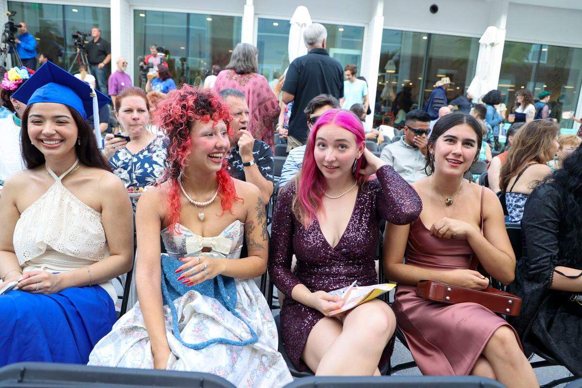 New College of Florida graduating seniors attend the college’s “alternative commencement” on Thursday, May 18, 2023, in Sarasota.