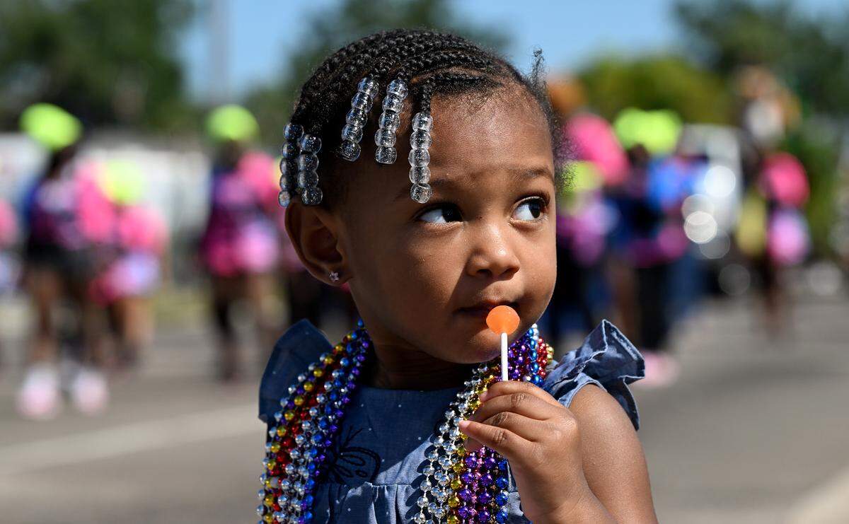 Lollipops and beads were favorites for the kids at the annual DeSoto Children’s Parade and Party in the Park in Palmetto on April 18, 2025.