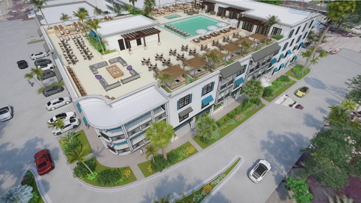 Developers are proposing to build a 103-room, four-story hotel with rooftop swimming pool in Bradenton Beach.