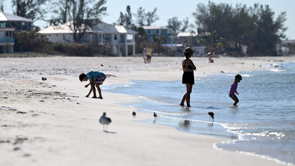 Beachgoers enjoy the weather and water at the Manatee Public Beach on Oct. 25, 2024.