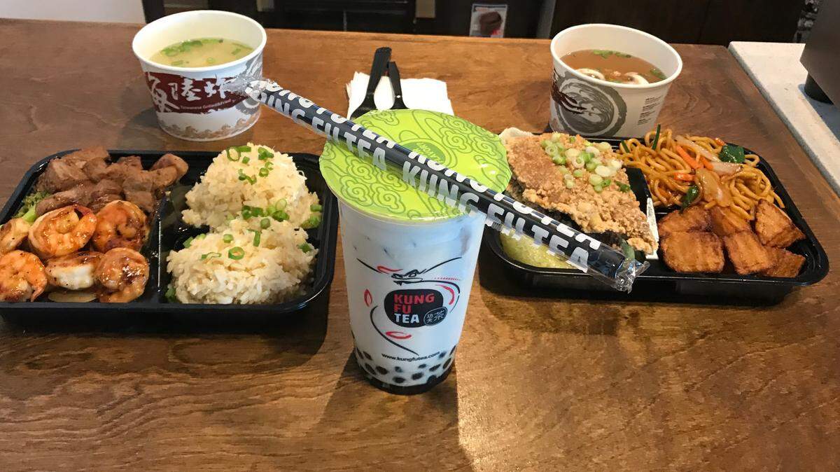 Among entrees offered at ChiChop!! Hibachi Grill and Fried Chicken Cafe are hibachi steak and shrimp, left, and Samurai Crispy Chicken, right.