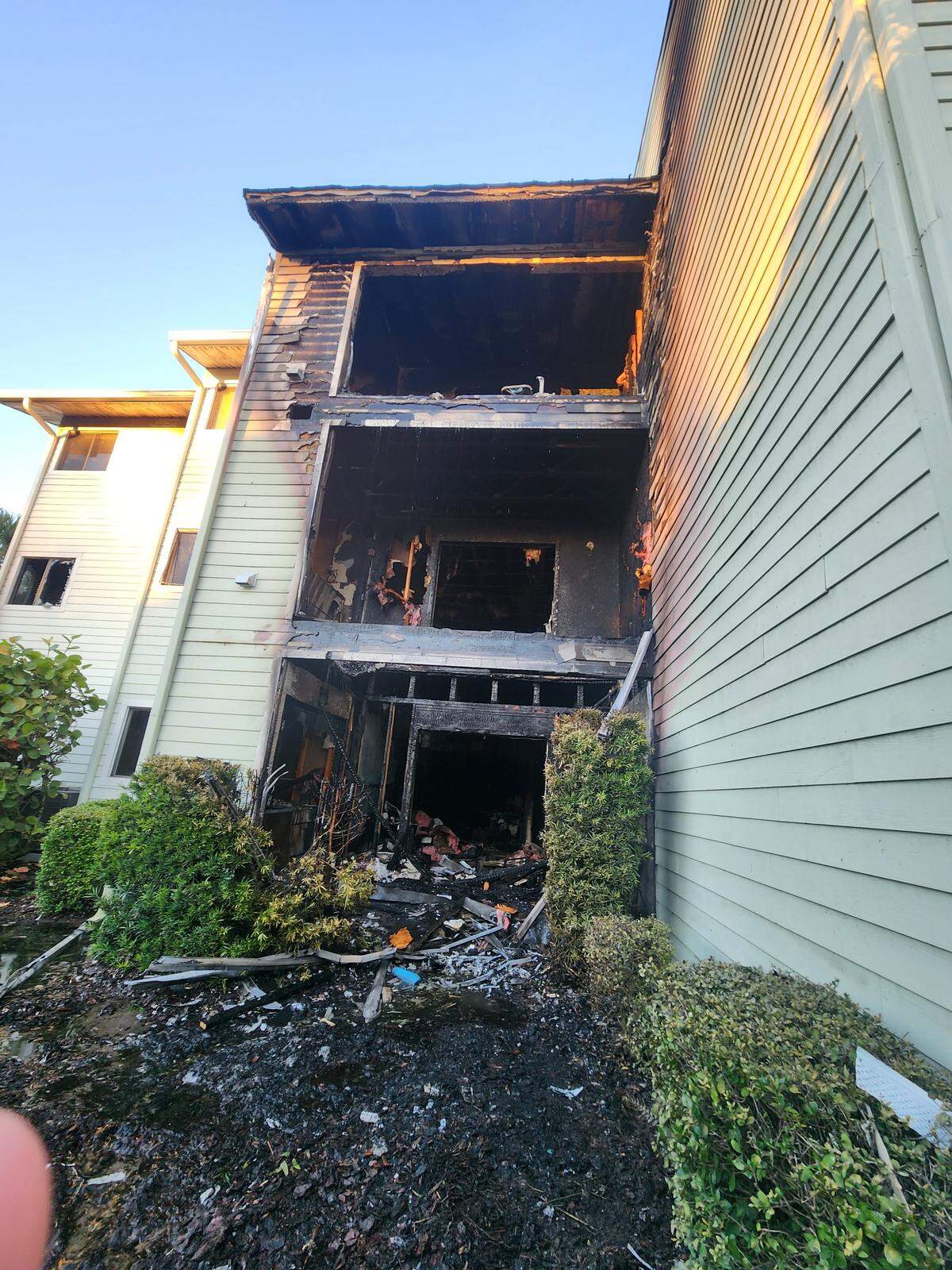 Building K of the Coral Club Apartments after the fire that began at 1:30 p.m. on Friday, Nov. 28. First responders arrived just over two minutes after being called, and it took them about 30 minutes to extinguish the fire.