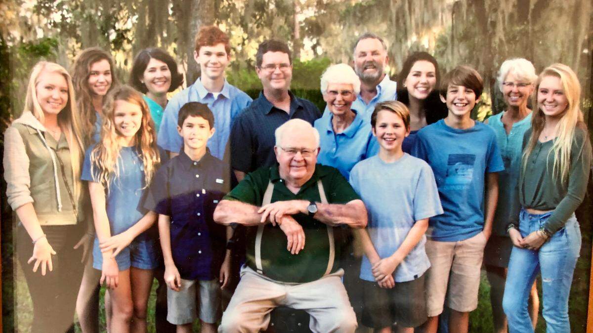 Dr. Bob King is surrounded by his children and grandchildren. During his career, he was an ophthalmologist, served as chief of staff of Manatee Memorial Hospital and as president of the Manatee County Medical Society, helped bring Manatee River Youth Ranch to the Bradenton area, served as first president of the Manatee County 4-H Foundation, and as president of the Bradenton Kiwanis from 1974 to 1978.