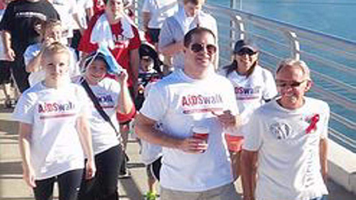 Participants in a past AIDS Walk over the Ringling Bridge.PHOTO PROVIDED