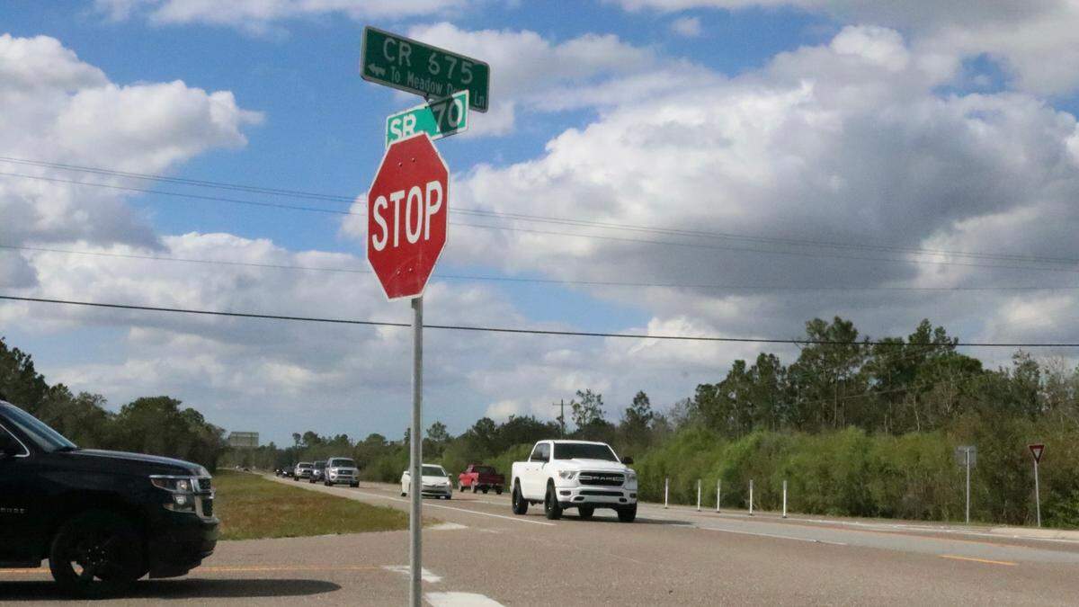 Under Gov. Ron DeSantis’ proposal, $53 million would go to widening S.R. 70 between Bourneside Boulevard and Waterbury Road, more commonly known as County Road 675, shown above Jan. 31, 2023.