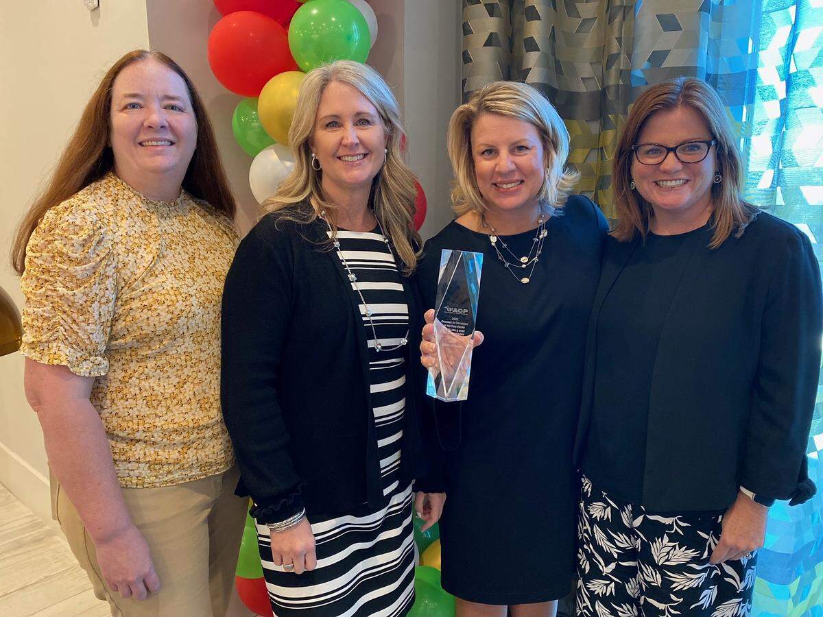 The Manatee Chamber of Commerce has been named the Florida Chamber of Commerce of the Year by Florida Association of Chamber Professionals. Shown above, from left, are Vice President Carey Miller, Vice President Kim Dalglish, President and CEO Jacki Dezelski and Vice President Tara Poulton.