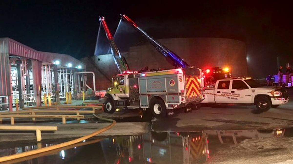 Hillsborough County Fire Rescue's Hazmat Team battled a biodiesel Fire at Port Manatee in response to a mutual aid request Sunday night.