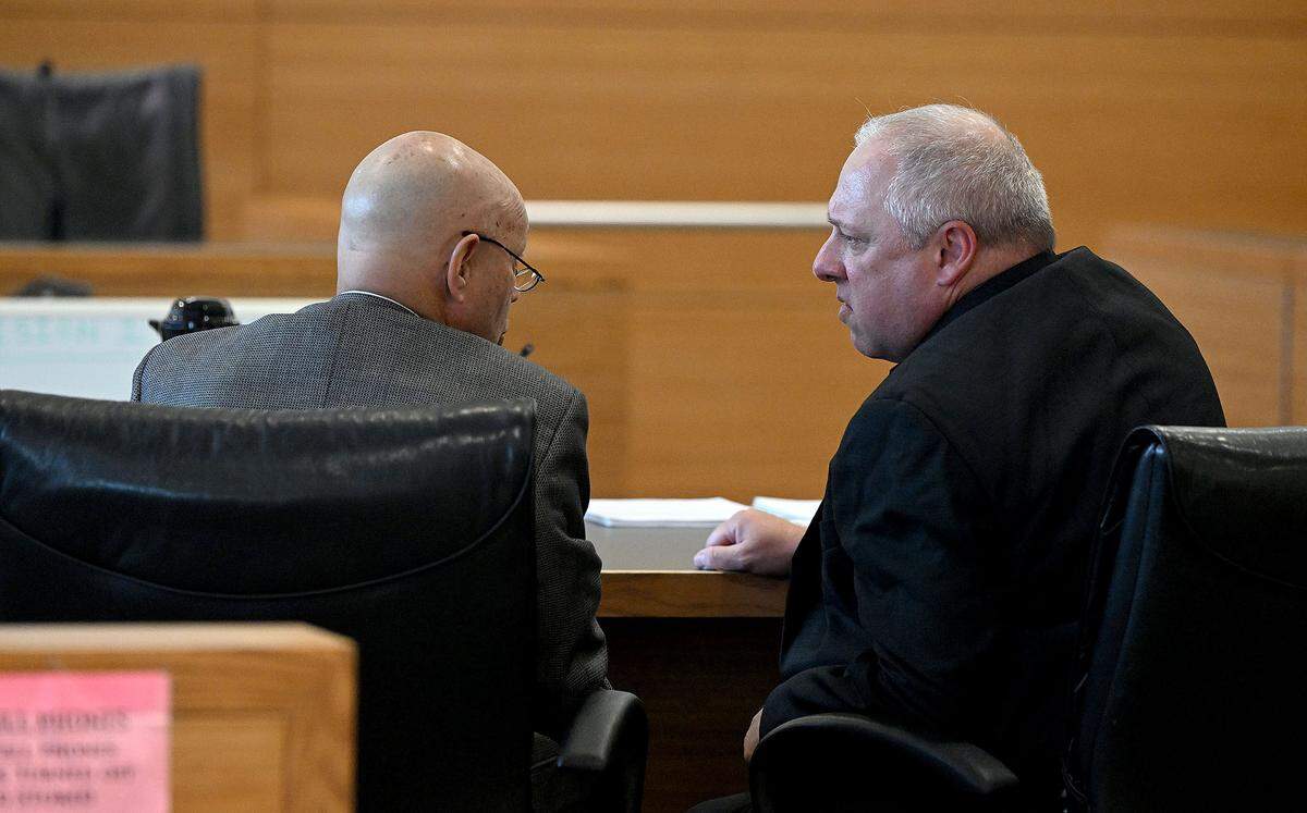 Neil Taylor and William Ponall, the defense team for Ashley Benefield, a Lakewood Ranch woman convicted of manslaughter in the killing of her husband, appeared in a Manatee County courtroom in downtown Bradenton Monday for a hearing over whether to allow jurors to be interviewed after allegations of misconduct on Sept. 16, 2024.