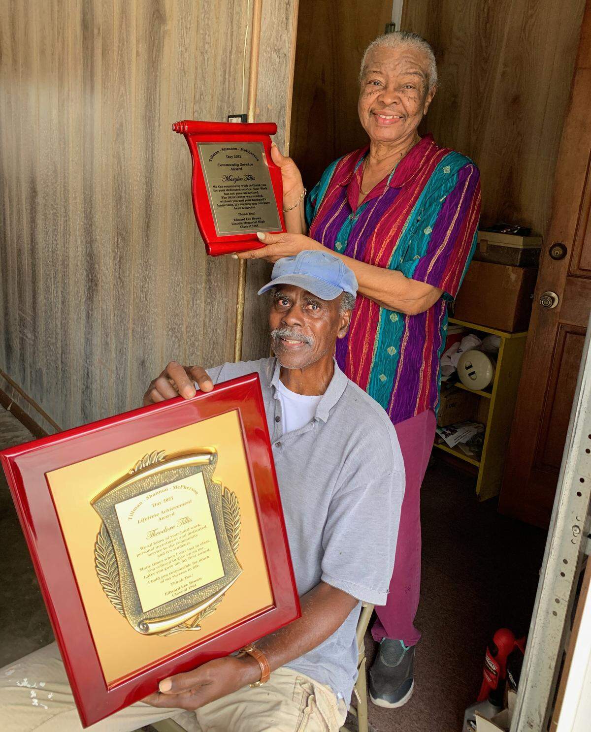 Theodore Tillis and Mary Lee Tillis were among the Palmetto residents recognized this week by Edward Brown and a committee of Lincoln High School grads.