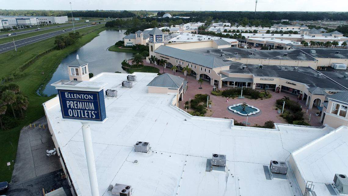 Drone view of Ellenton Premium Outlets on July 18, 2022.
