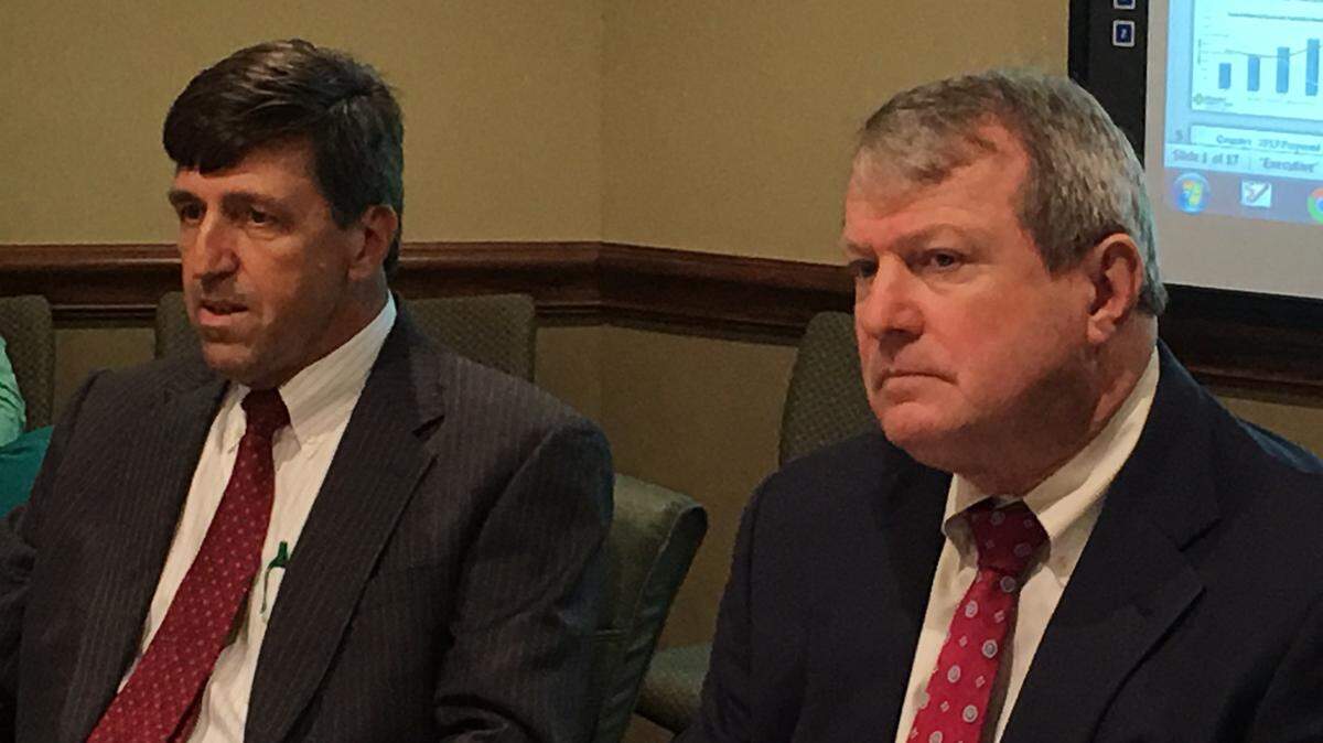 Kevin DiLallo, left, and Dan Friedrich, say that their emergency rooms are often used for primary care visits by Manatee County's medically-needy. The two chief executive officers are working with the Manatee Healthcare Advisory Board to try to solve the problem. RICHARD DYMOND/Bradenton Herald