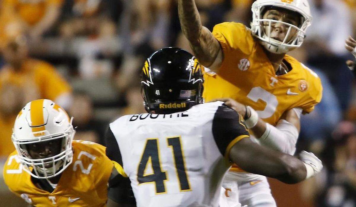 Jarrett Guarantano (2) is one of four different quarterbacks to start for Tennessee in 2019.
