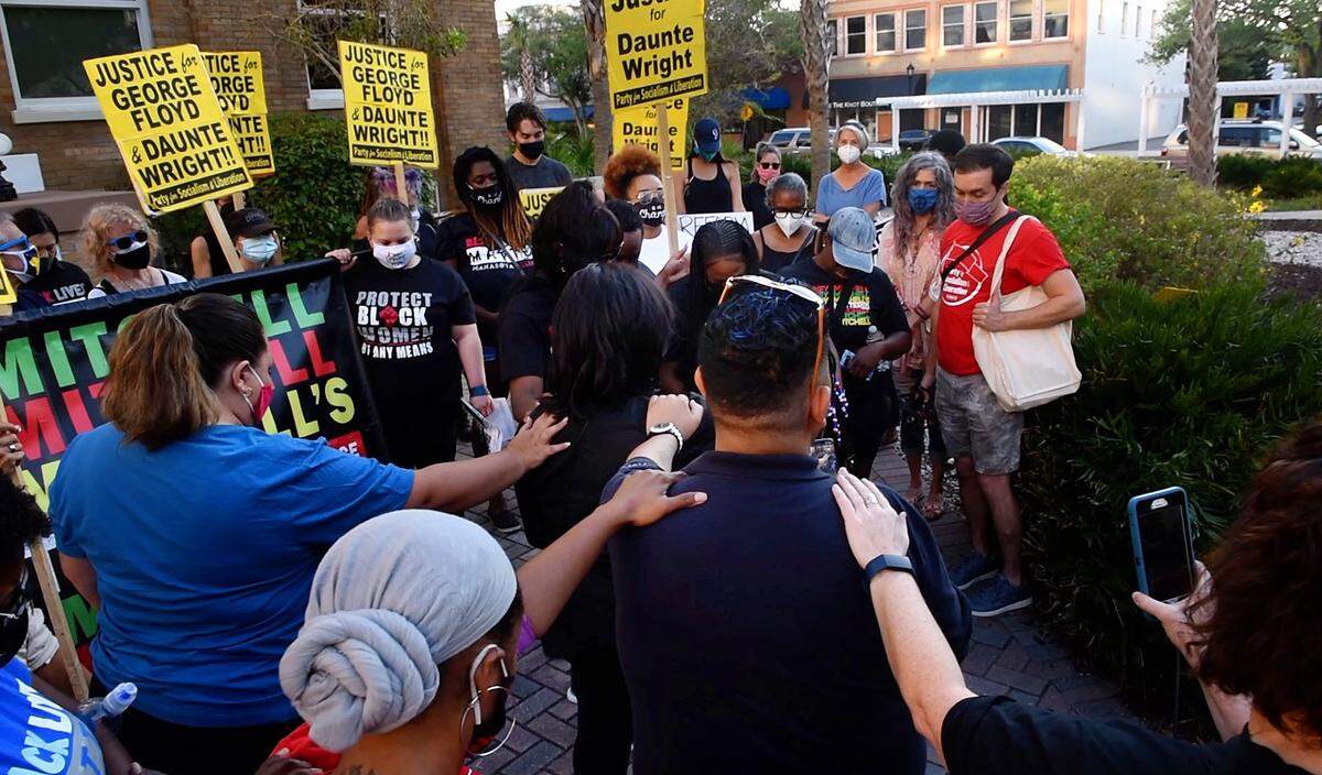 04/21/21--A rally at the steps of the Manatee County Courthouse observes the jury verdict that found former police officer Derek Chauvin guilty of murder and manslaughter in the killing of George Floyd.