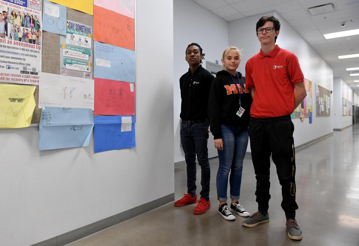 Manatee School for the Arts students Terrell Alexander, Isabelle Asma and Kyle Richardson share their feelings one year after the tragedy at Marjory Stoneman Douglas.