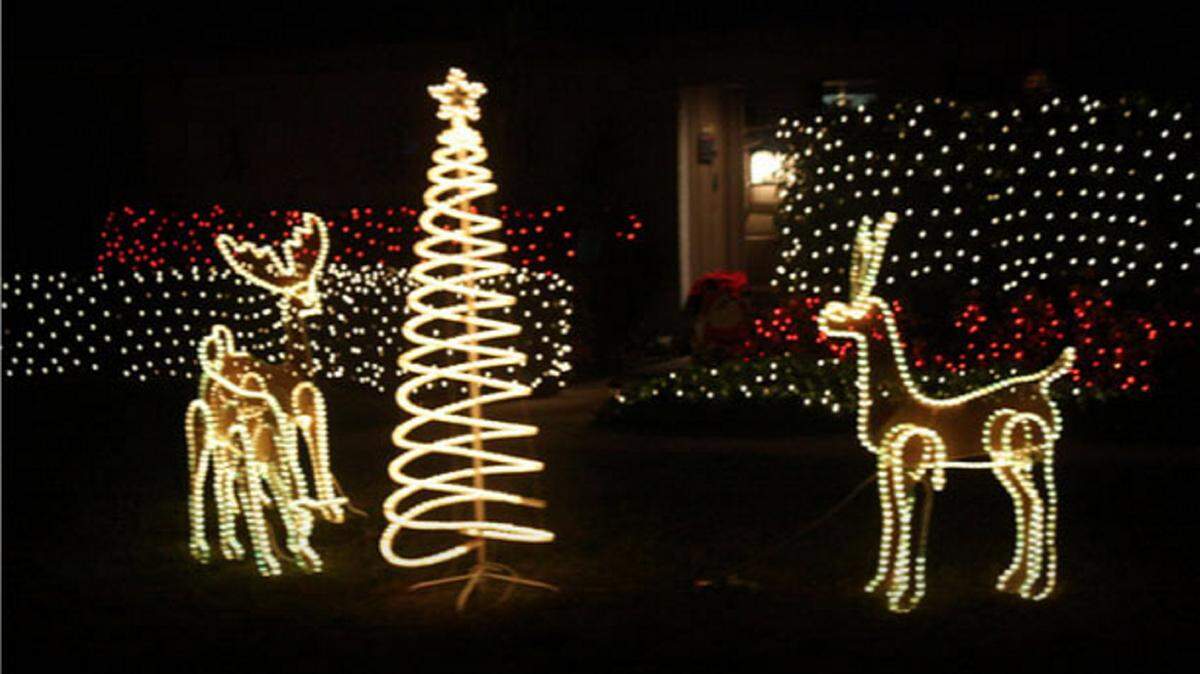 Colorful Christmas lights are displayed in this photograph from the 2013 Tour of Lights. In its 14th year, the public will board Manatee County Area Transit and Manatee County School District buses at State College of Florida Manatee-Sarasota on Dec 18 and 19 and take a 90-minute ride through local neighborhoods, looking at the Christmas lights. 
 Photo Provided