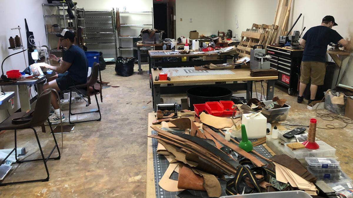 Amber and Andrew Roberts are opening TTT Leathergoods at 527 13th St. W., in downtown Bradenton on Saturday. The family-owned business custom makes purses, bags, cases and many other items from fine-grain leather. The business has a staff of eight.
