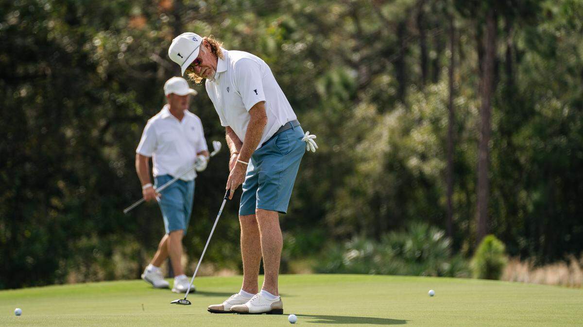 Europe’s Miguel Angel Jimenez putts during a practice round for the World Champions Cup at the Concession Golf Club in East Manatee on Wednesday, Dec. 6, 2023.
