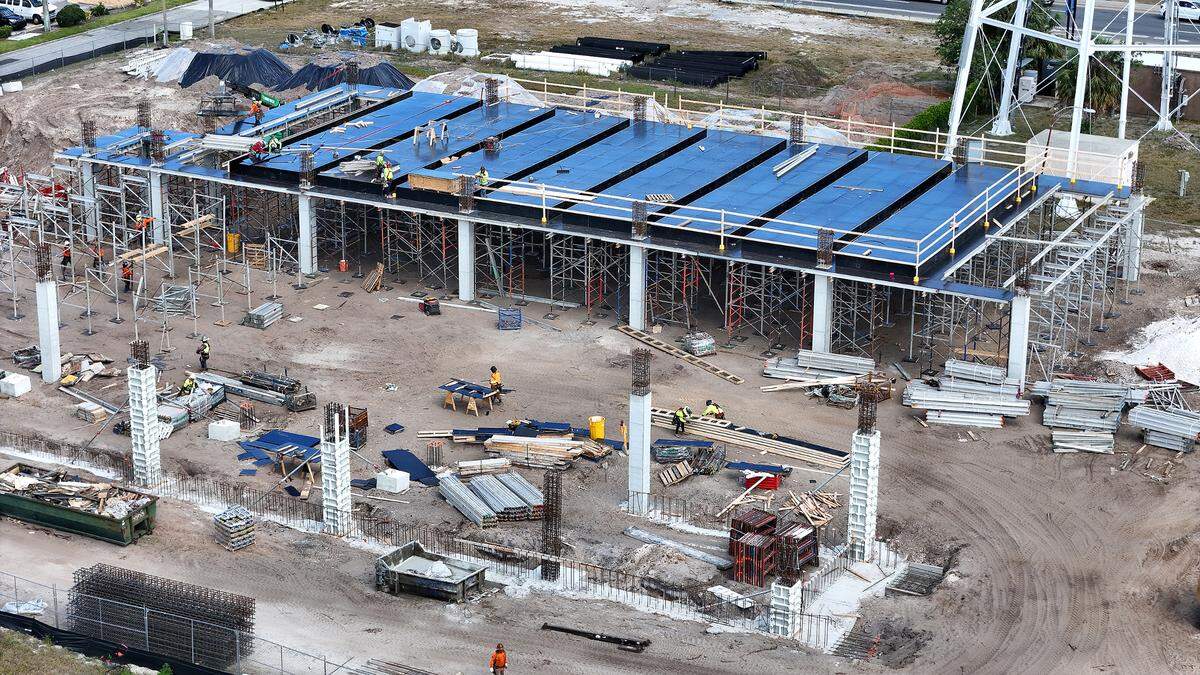 Construction is underway on the new Bradenton Police Department headquarters on 6th Ave. W. between 2nd and 3rd St. W. on April 4, 2025. The new complex will feature updated technology and its own parking structure. The opening is projected for 2026.