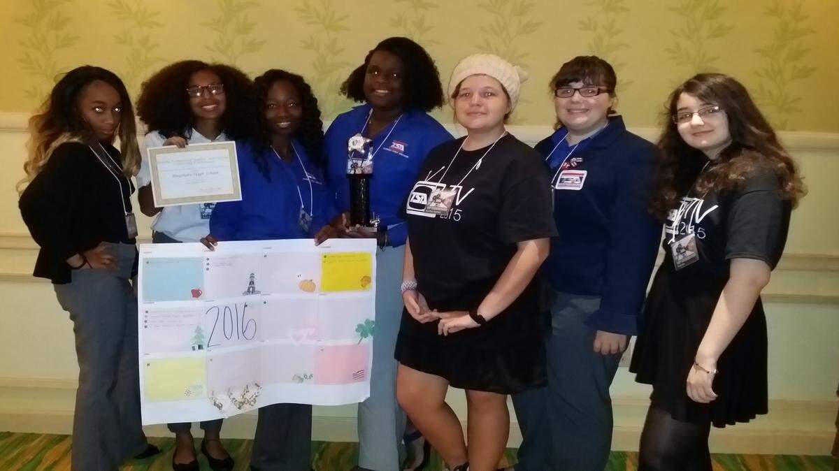 Bayshore High School TSA students pose for a photo after a competition. PROVIDED PHOTO