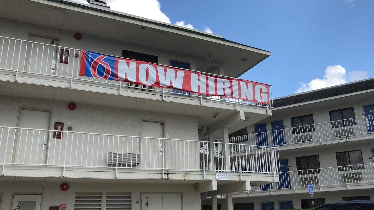It’s not unusual to see signs or banners outside businesses in the Bradenton area advertising that they are hiring. This Motel 6 sign at 660 67th St. Circle E. is visible from State Road 64 East.